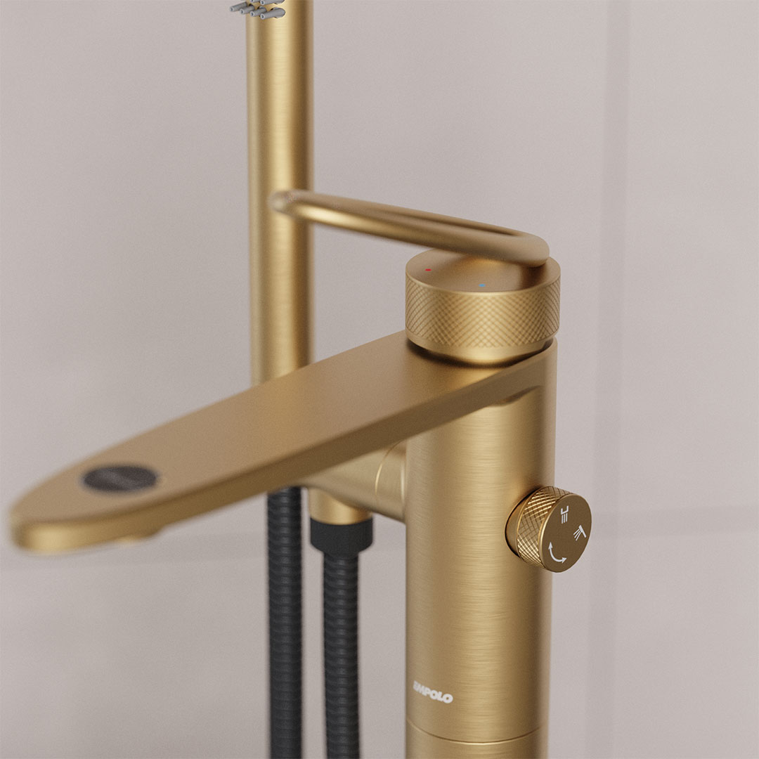 Floor-mounted bath mixers