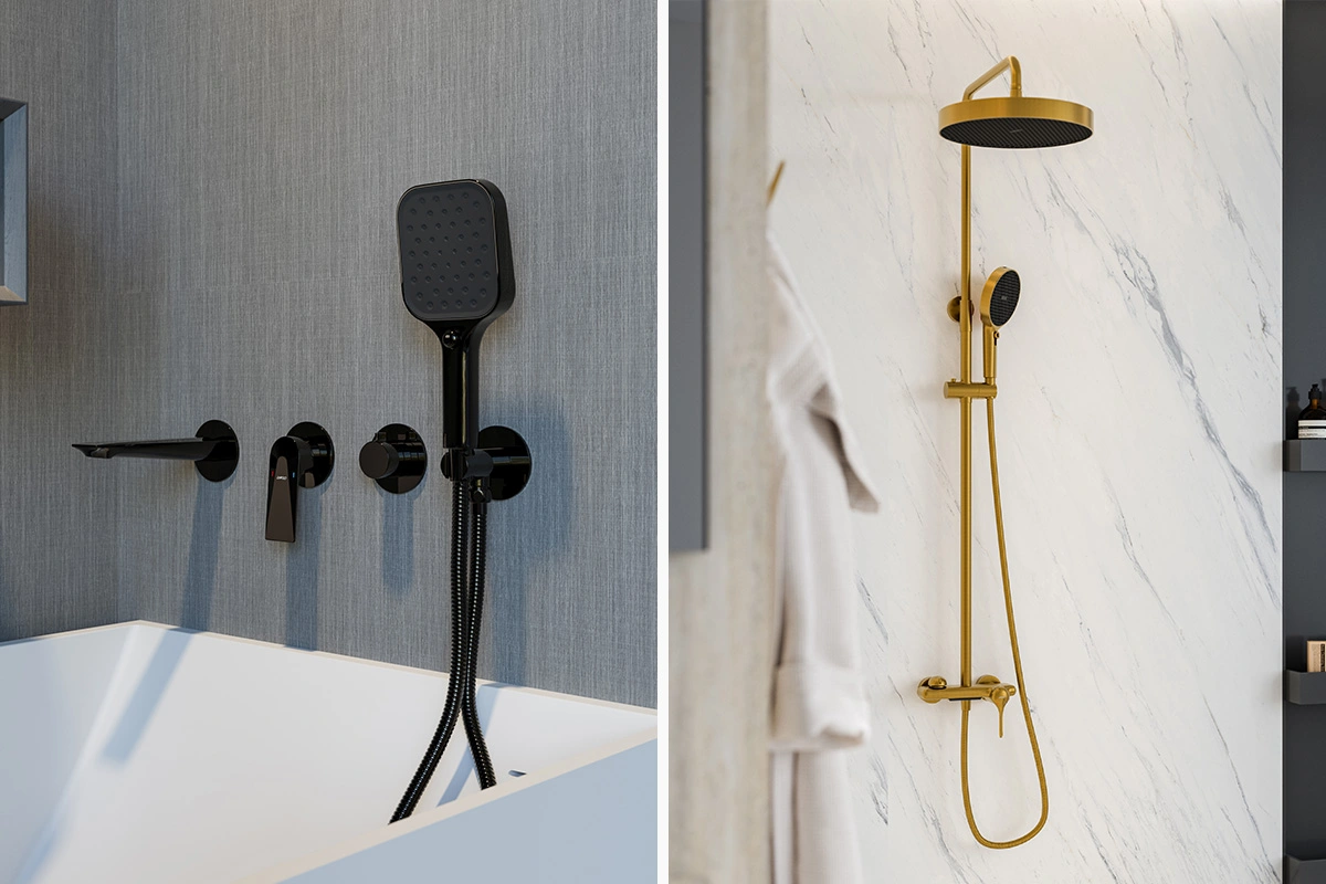 bath mixer with hand shower vs fixed wall system