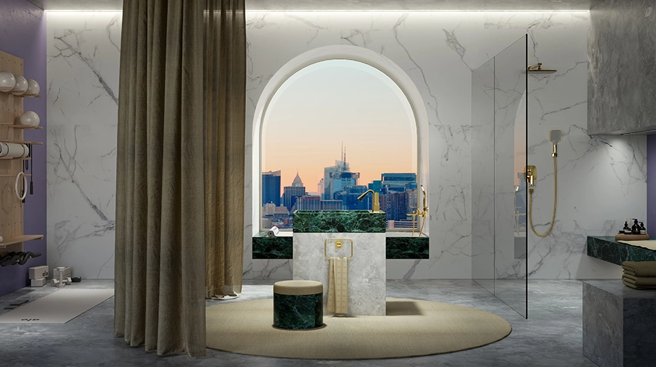 69 swan series luxury bathroom with gold basin faucet
